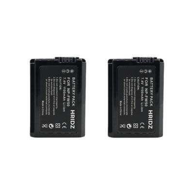 Hridz FW50 2*Batteries & Dual Charger for Sony NP-FW50 Battery A33 A35 A37 A55V RX10