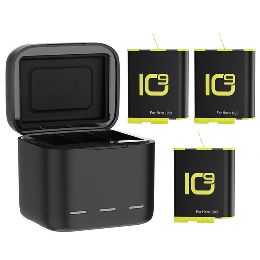 Hridz 3 channel Charger and 1800mAh Battery for GoPro Hero 11 10 9
