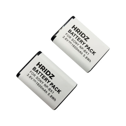 Hridz 2pcs 1600mAh NP-BX1 Battery with LCD Dual Charger for Sony RX100