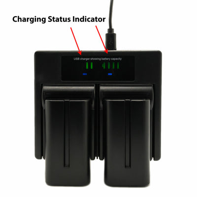 Hridz-NP-F550 2*Batteries & Dual Charger Compatible with Sony NPF 550 970 series