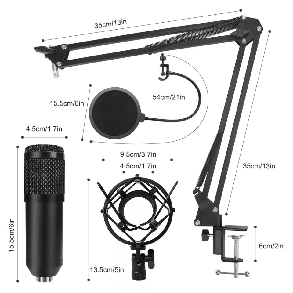 NW-8000 Professional USB Microphone Kit 192kHz/24-Bit Condenser Mic for desktop laptop with USB-A support