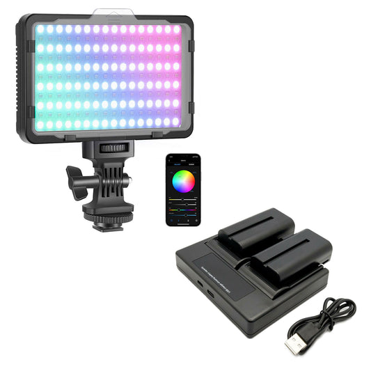 Neewer 176 RGB Video Light with Hridz NPF550 2 Battery 1 Charger Combo Pack